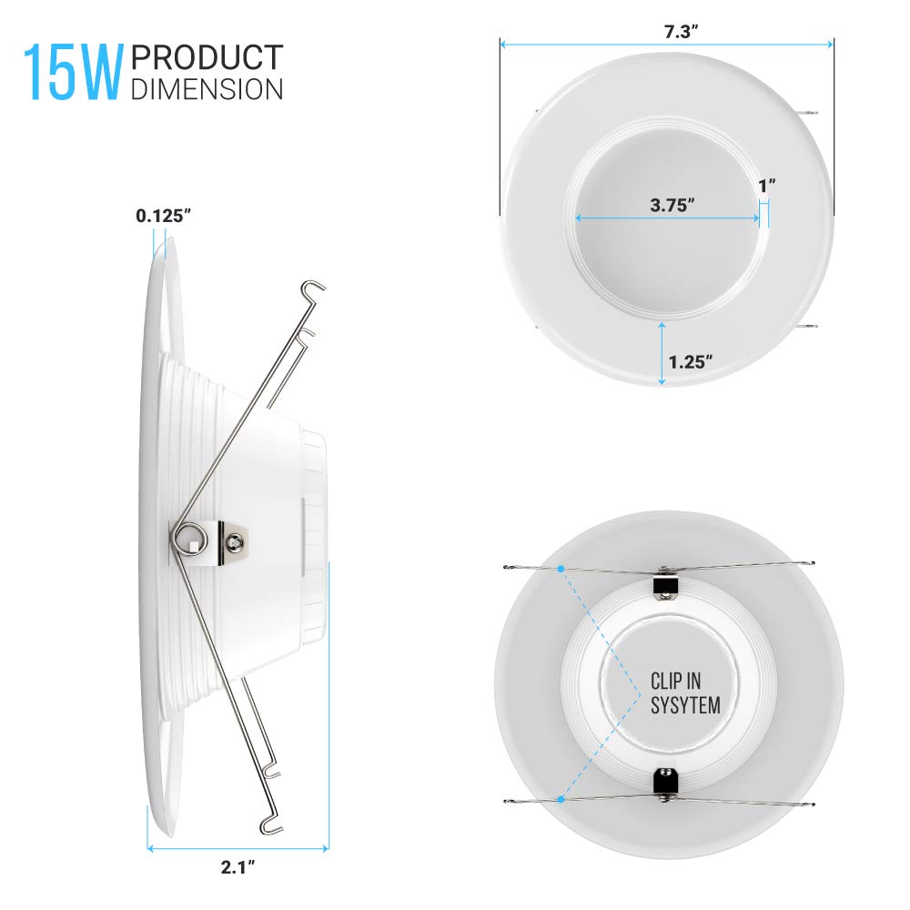 LEDMyplace 5/6 inch 15W Round Dimmable Retrofit LED Recessed
